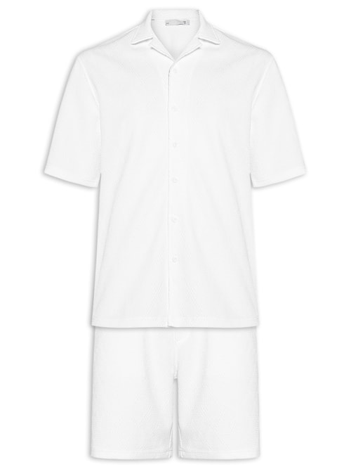Conjunto Masculino Camisa E Short Texturizado - Branco