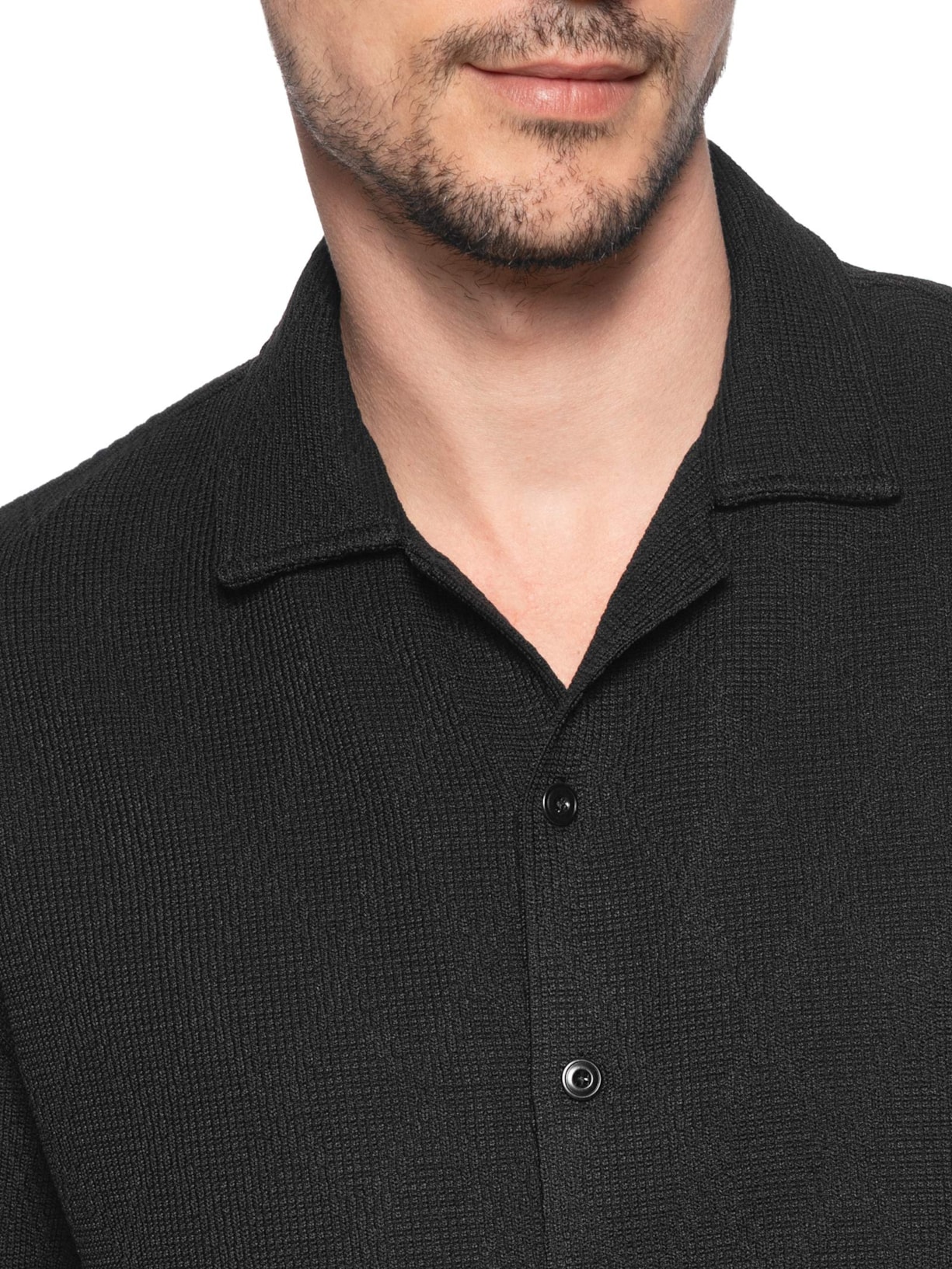 Conjunto Masculino Camisa E Short Texturizado Preto '2 Essential