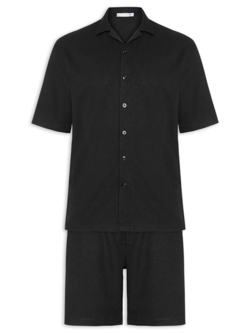Conjunto Masculino Camisa E Short Texturizado - Preto
