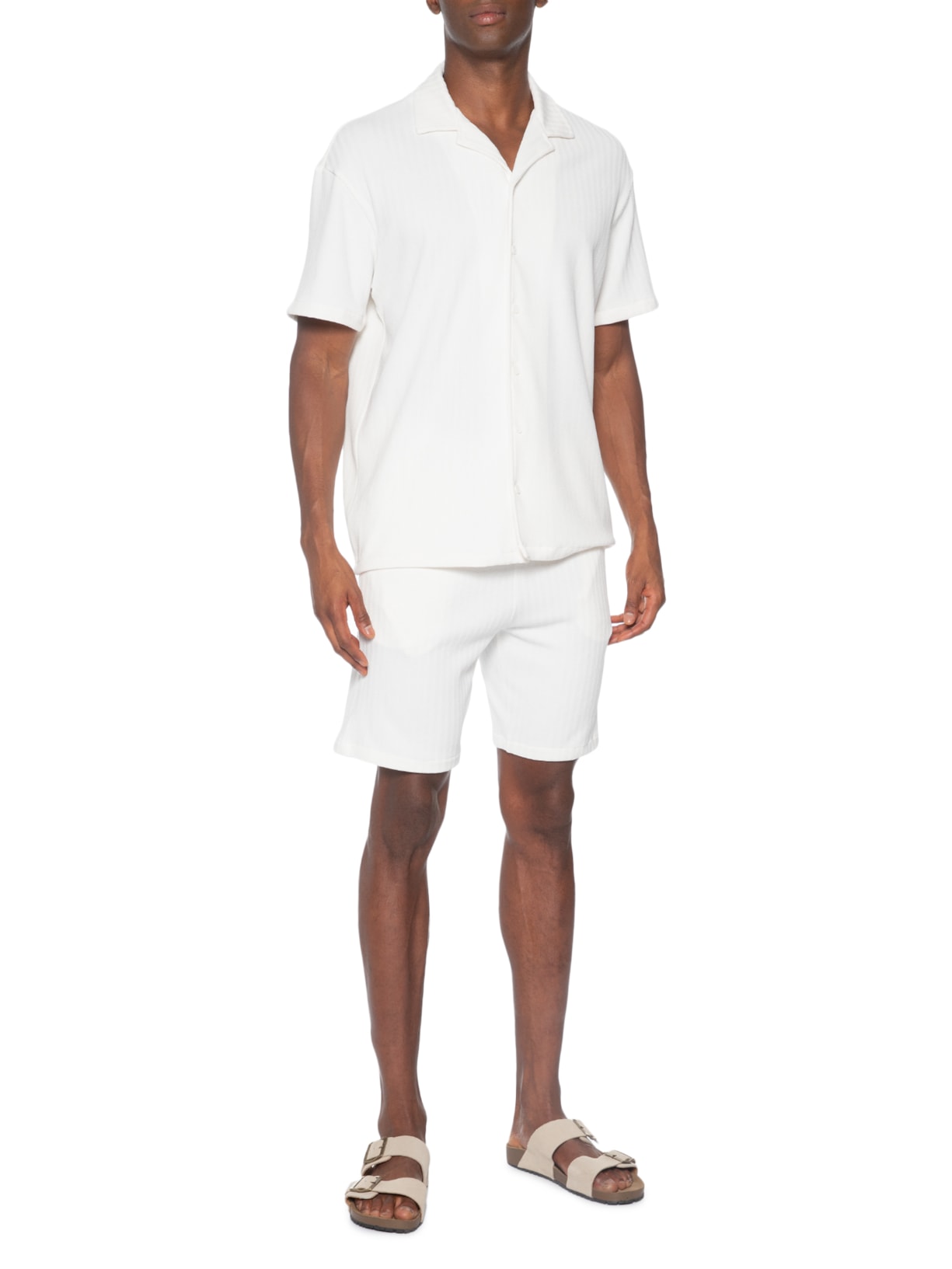 Conjunto Masculino Camisa E Shorts Branco Basiq Men