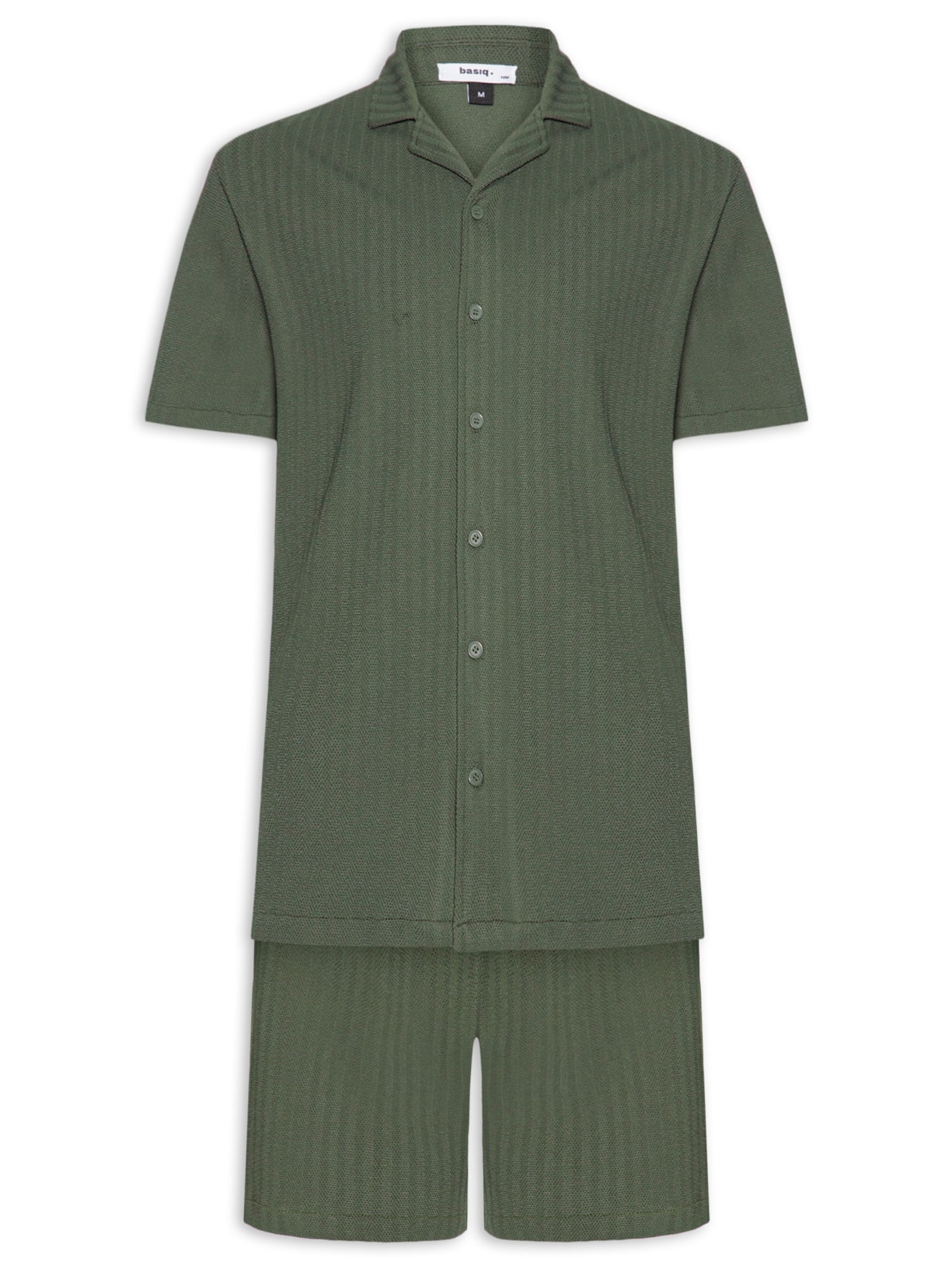 Conjunto Masculino Camisa E Shorts Verde Basiq Men