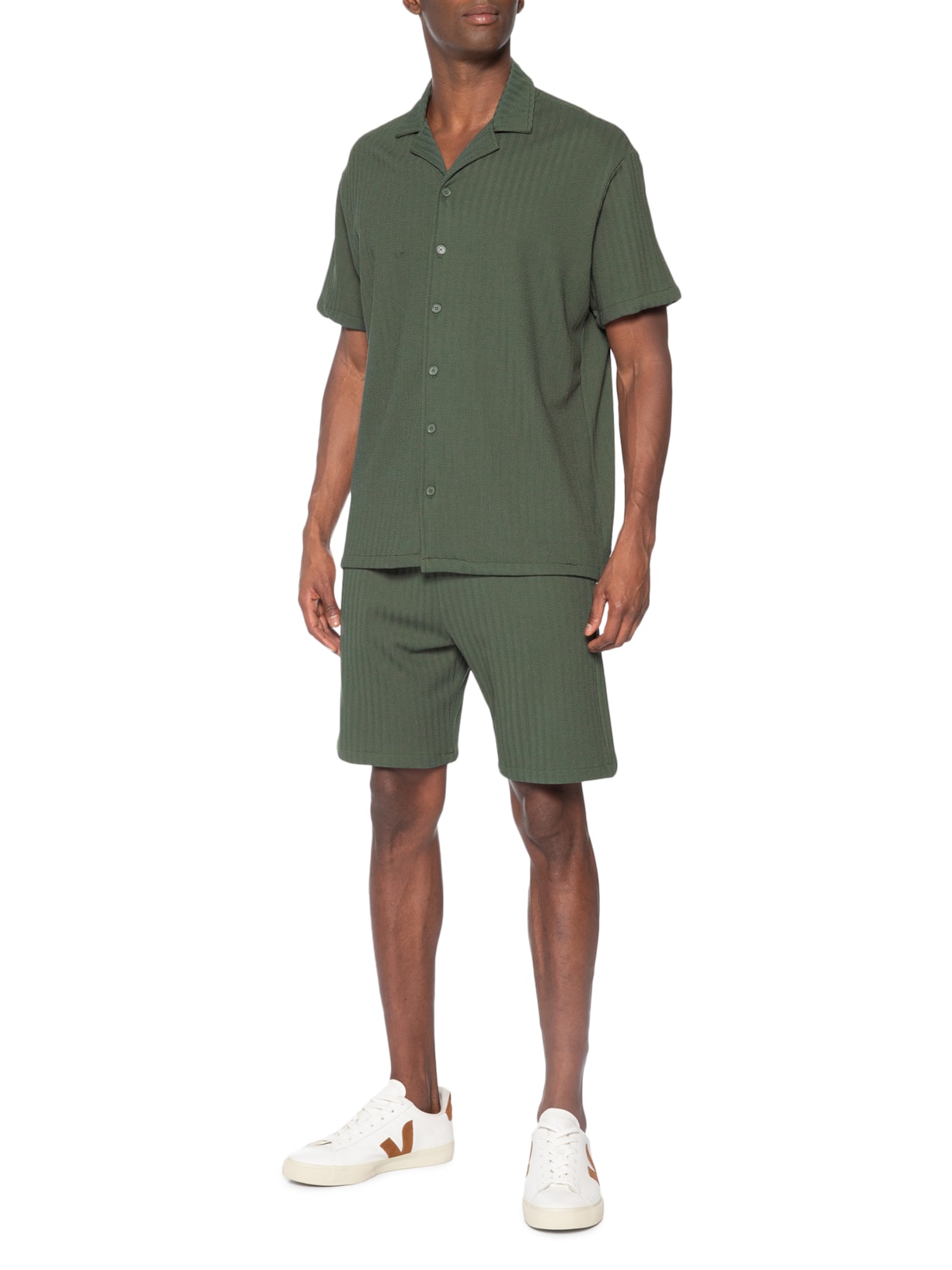 Conjunto Masculino Camisa E Shorts Verde Basiq Men