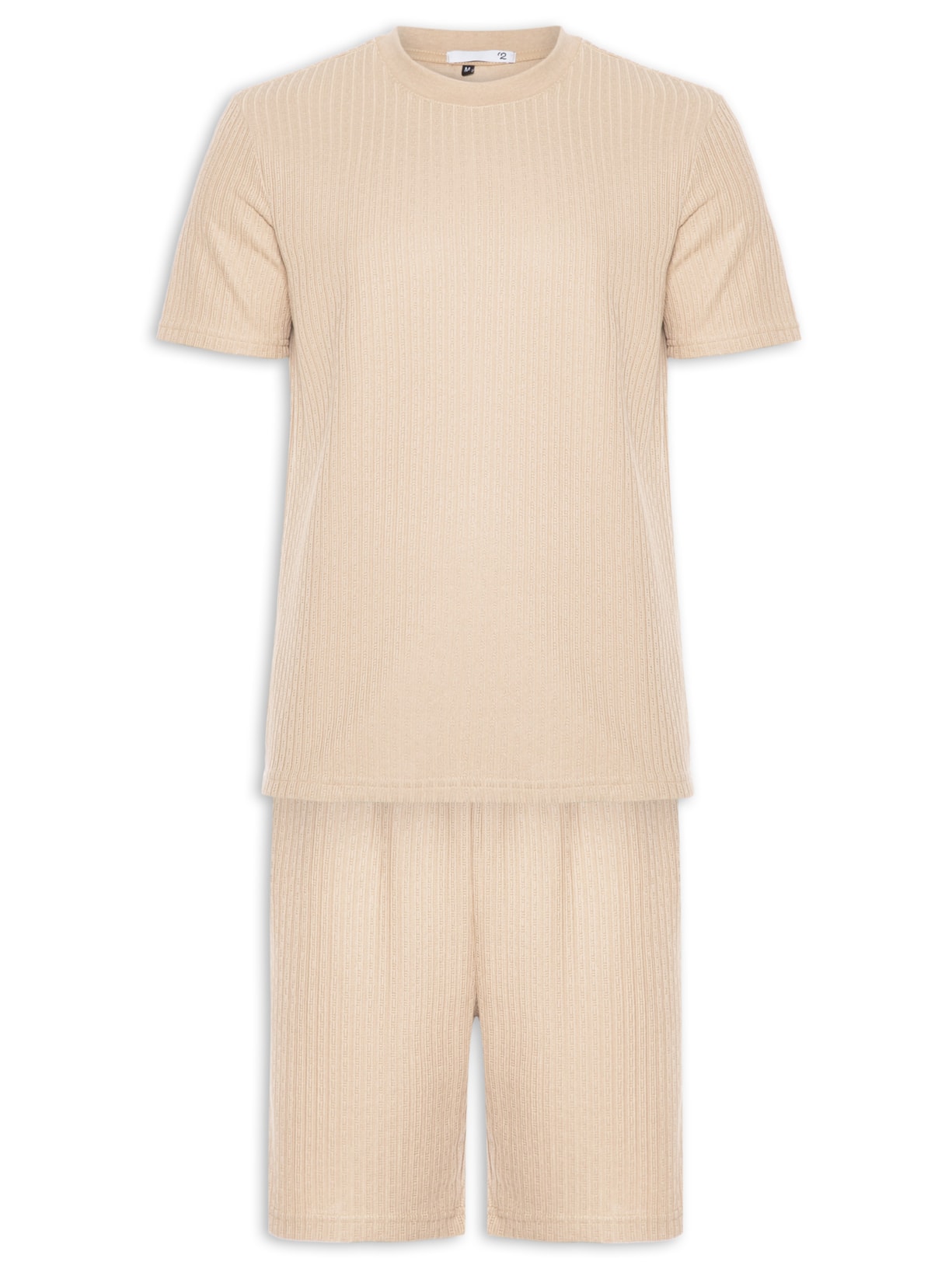 Conjunto Masculino Camiseta E Short Texturizado - Bege