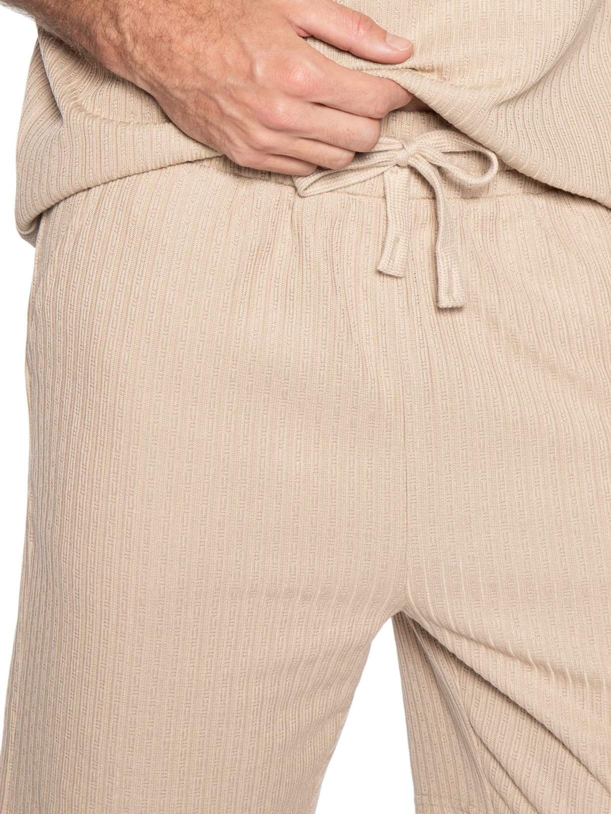 Conjunto Masculino Camiseta E Short Texturizado Bege '2 Essential