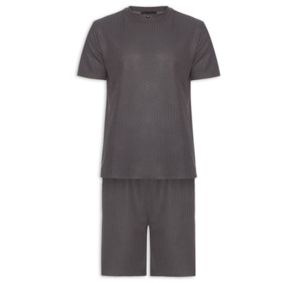 Conjunto Masculino Camiseta E Short Texturizado - Cinza