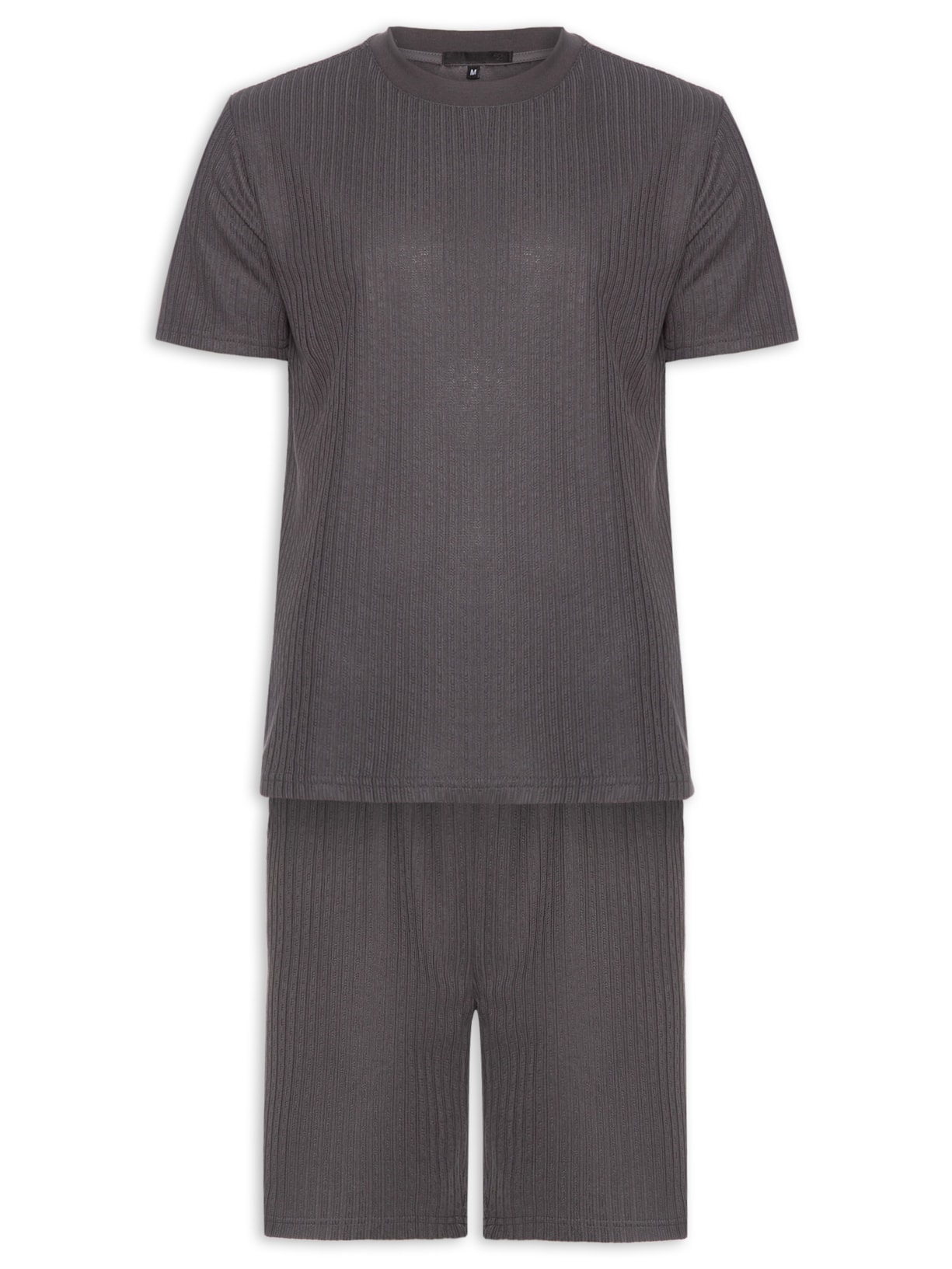 Conjunto Masculino Camiseta E Short Texturizado - Cinza