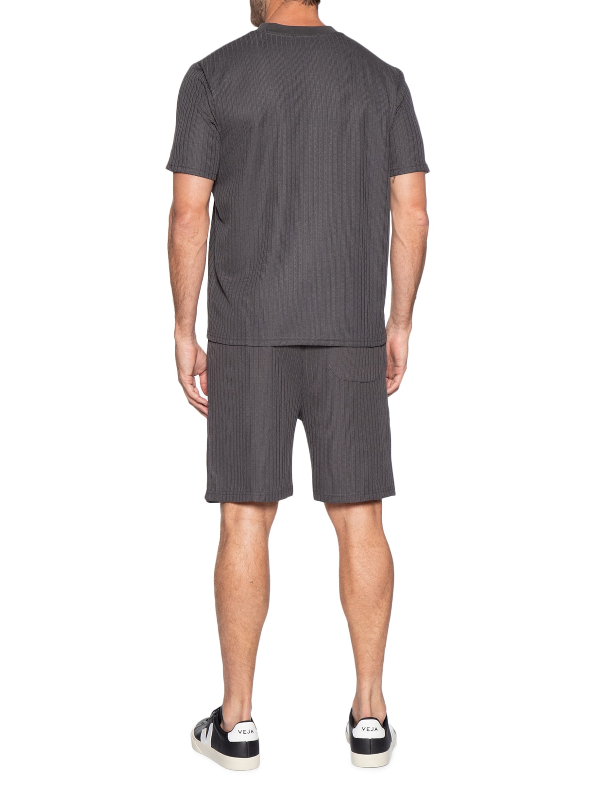 Conjunto Masculino Camiseta E Short Texturizado Cinza '2 Essential
