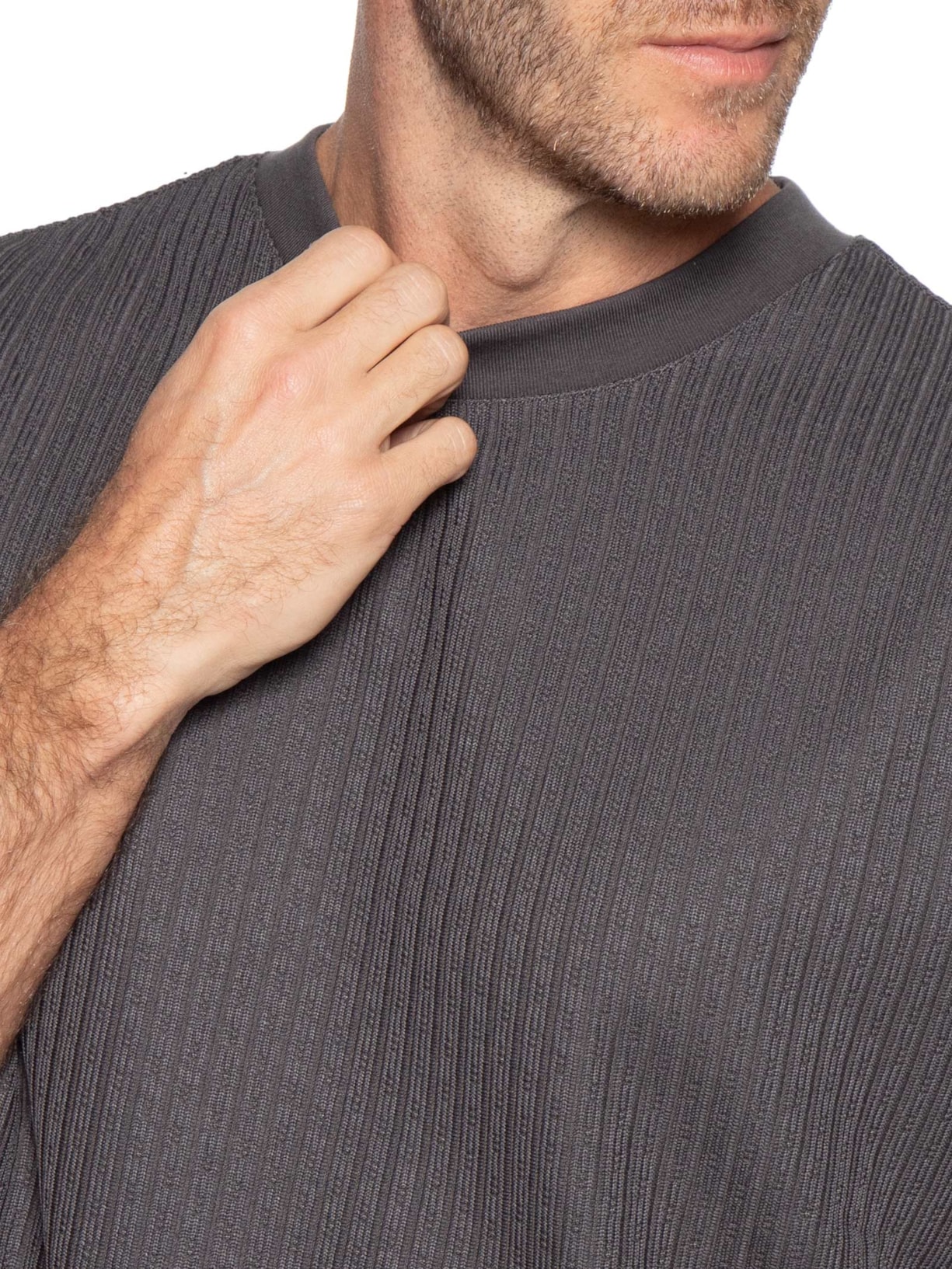 Conjunto Masculino Camiseta E Short Texturizado Cinza '2 Essential