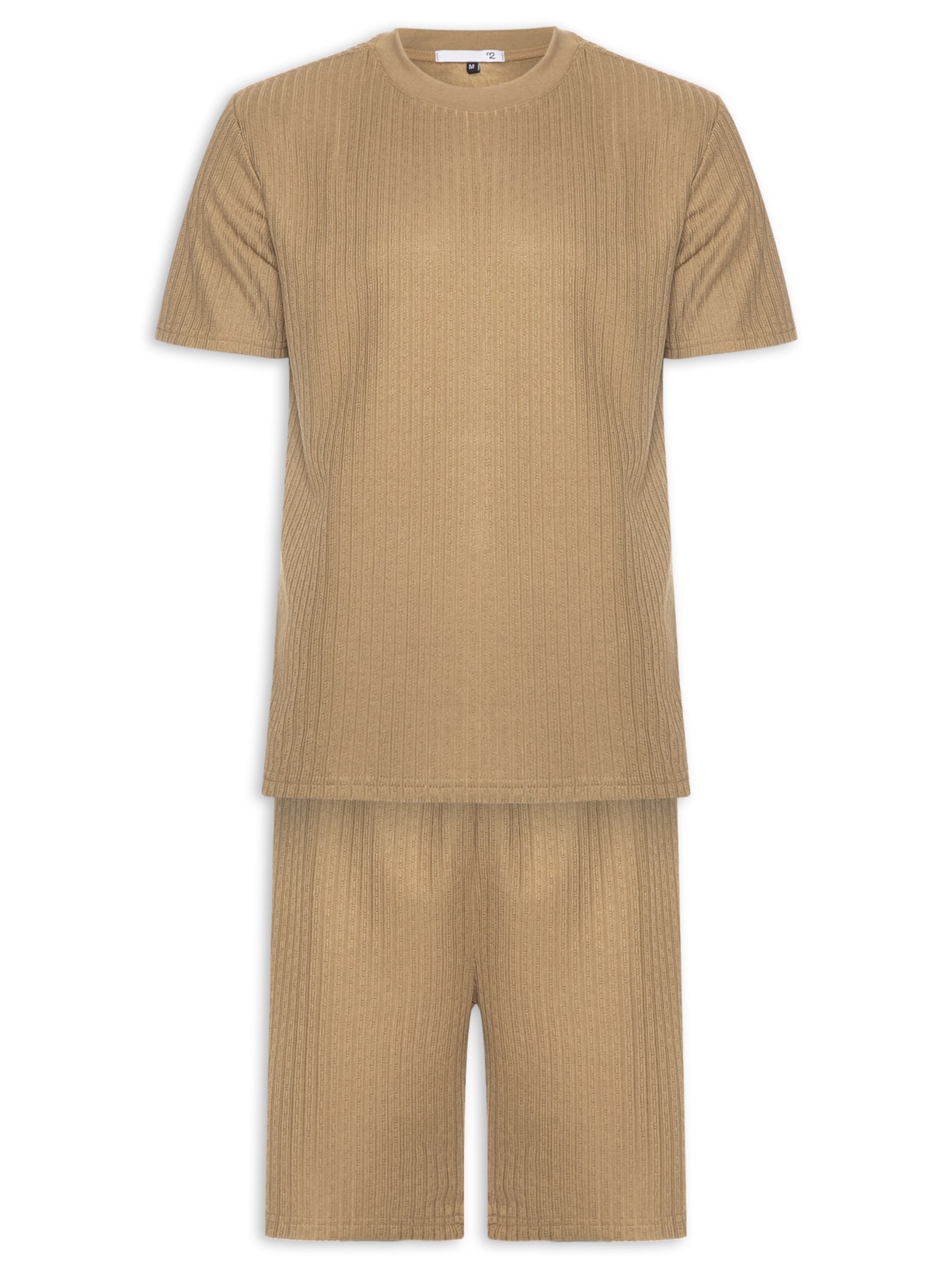 Conjunto Masculino Camiseta E Short Texturizado Marrom '2 Essential