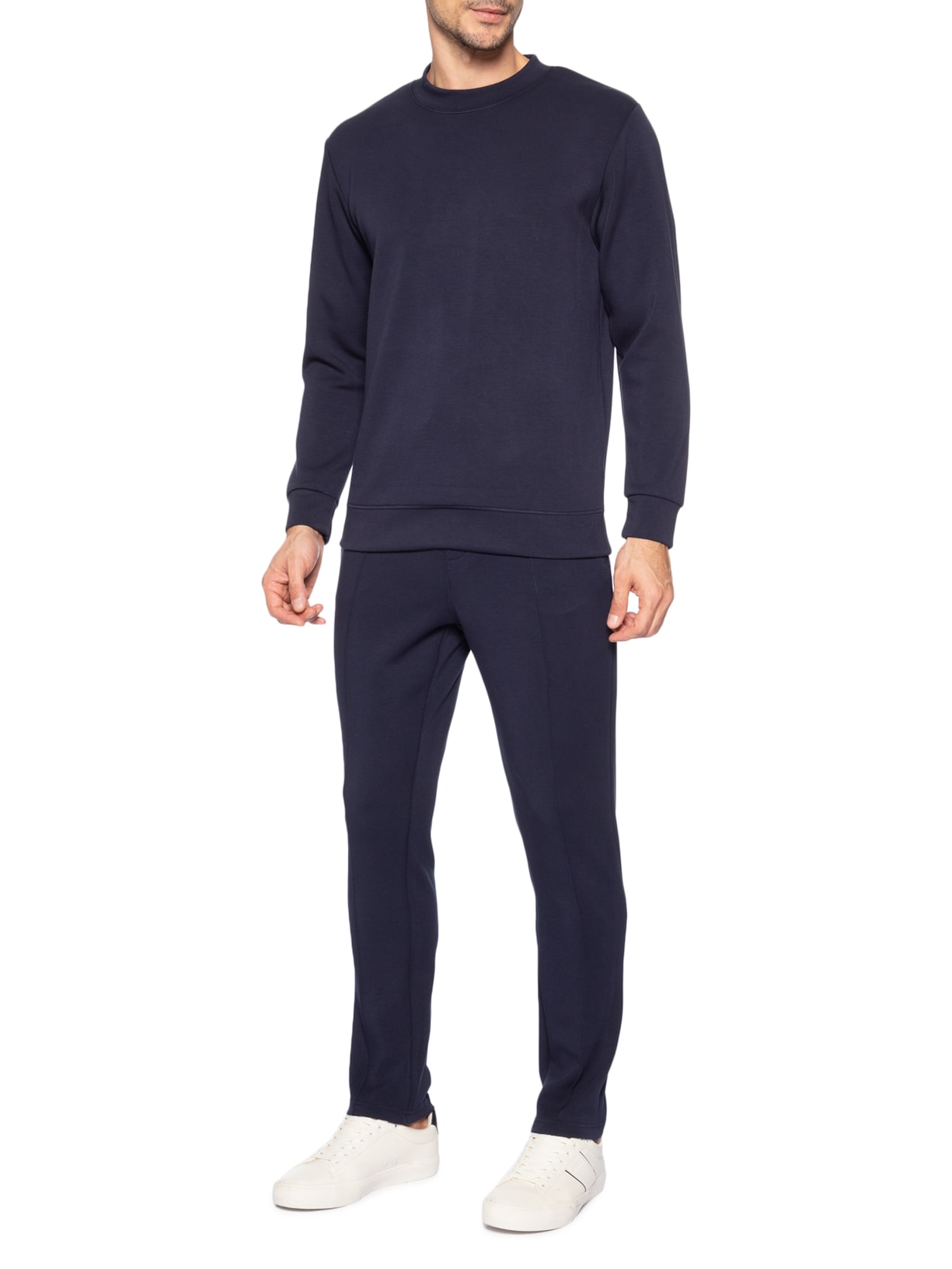 Conjunto Masculino de Moletom Gola Careca Azul '2 Essential
