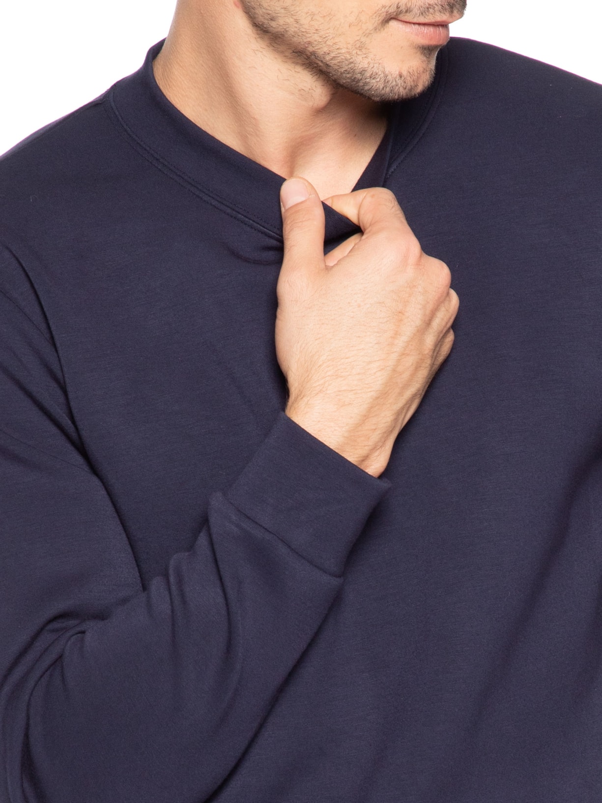 Conjunto Masculino de Moletom Gola Careca Azul '2 Essential