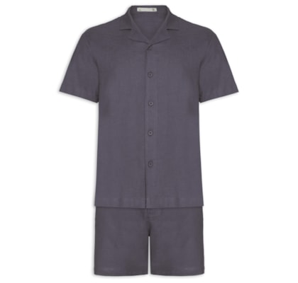 Conjunto Masculino Em Linho Misto - Azul