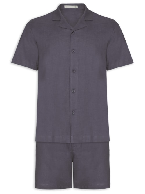 Conjunto Masculino Em Linho Misto - Azul