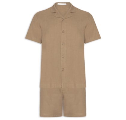Conjunto Masculino Em Linho Misto - Bege