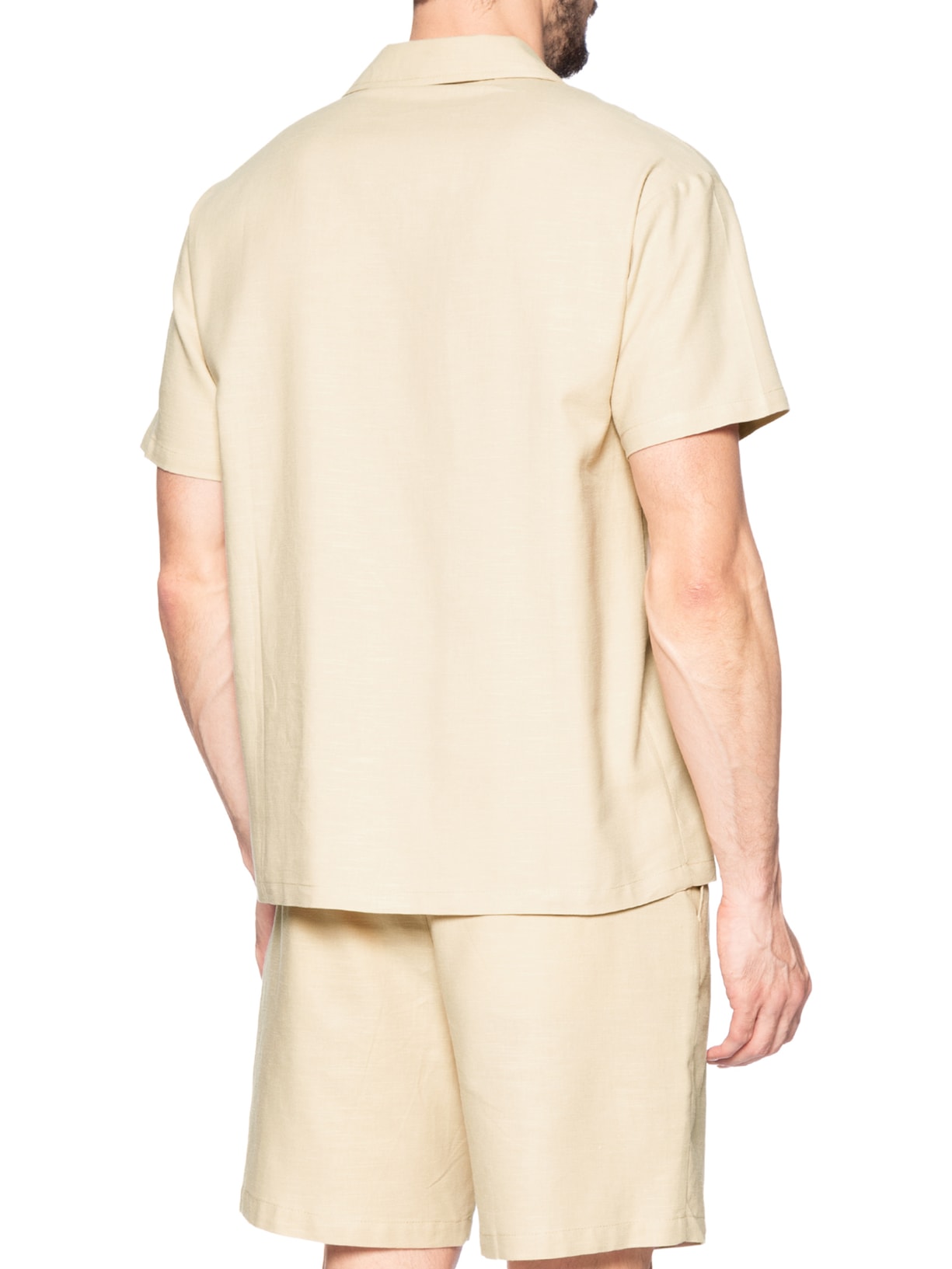 Conjunto Masculino Em Linho Misto Bege '2 Essential