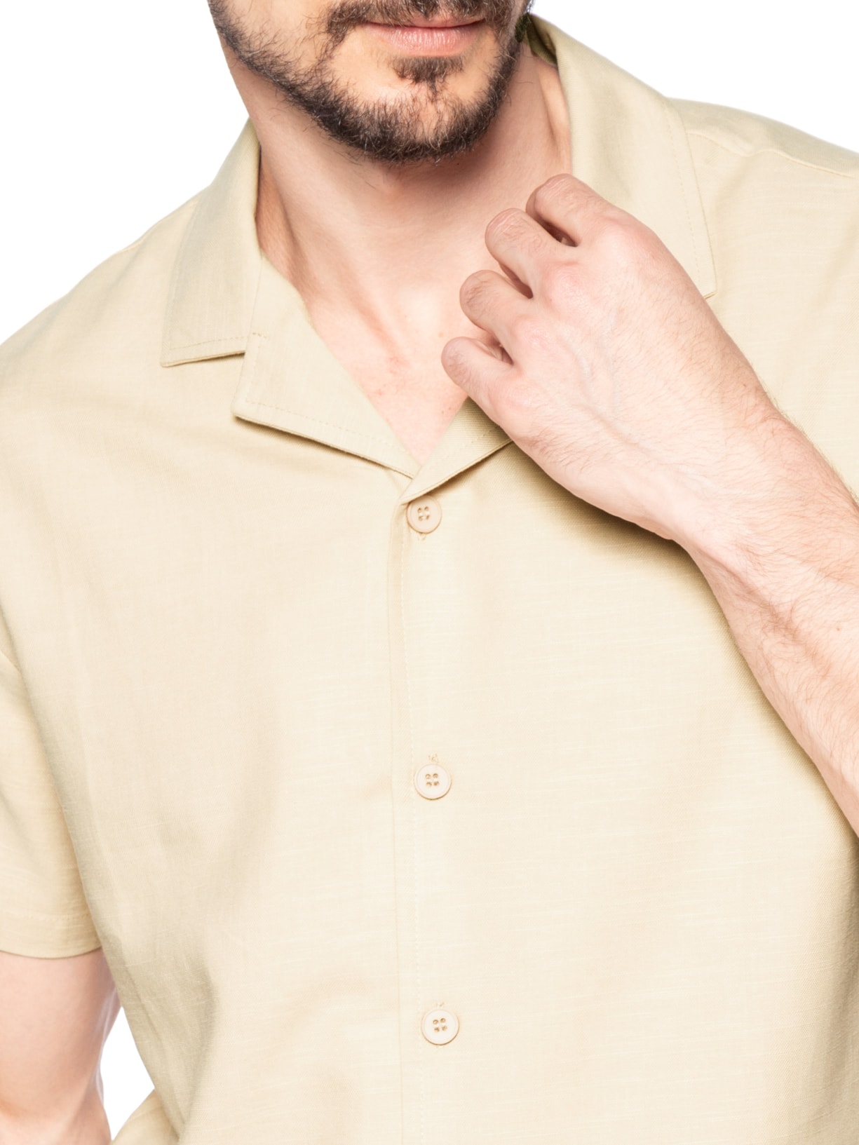 Conjunto Masculino Em Linho Misto Bege '2 Essential