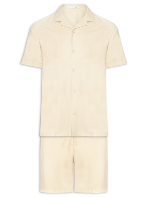 Conjunto Masculino Em Linho Misto - Bege
