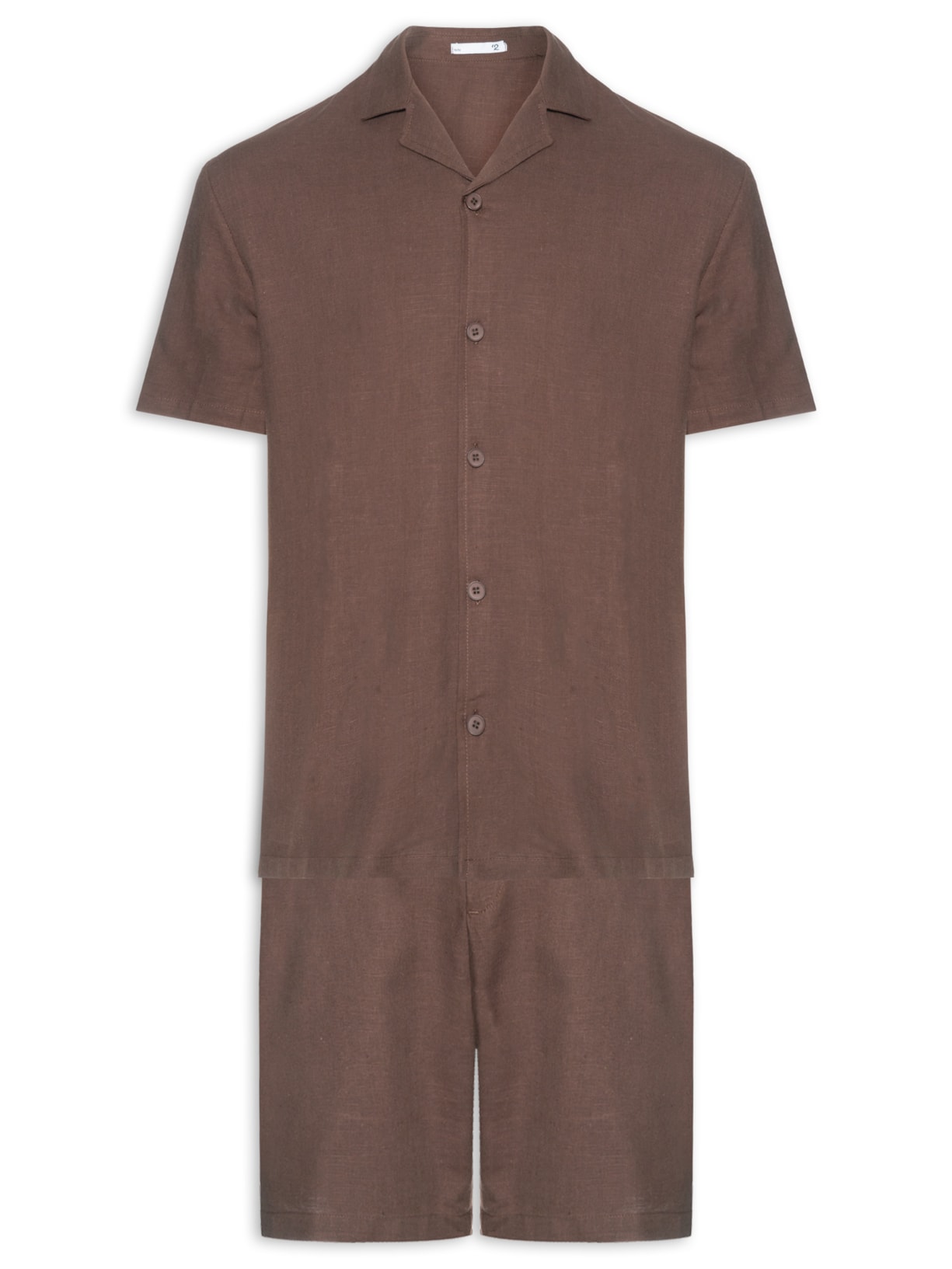 Conjunto Masculino Em Linho Misto Marrom '2 Essential