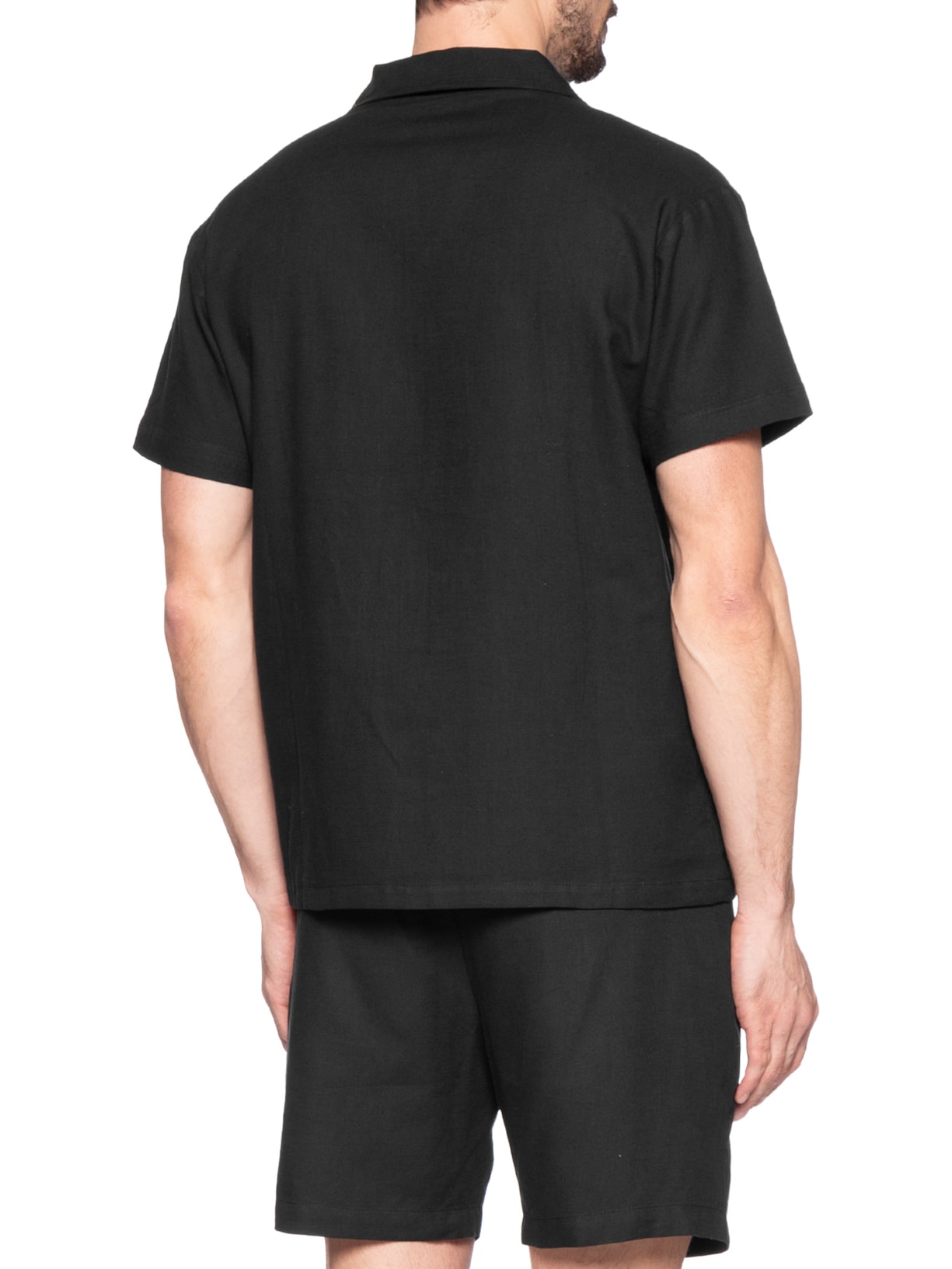 Conjunto Masculino Em Linho Misto Preto '2 Essential