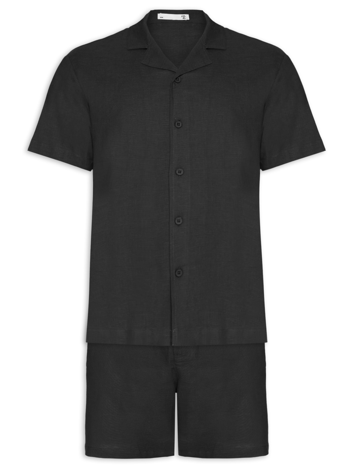 Conjunto Masculino Em Linho Misto Preto '2 Essential