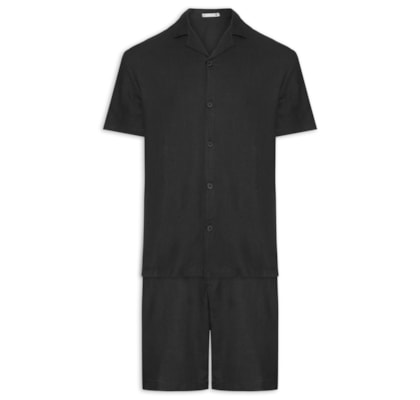 Conjunto Masculino Em Linho Misto - Preto
