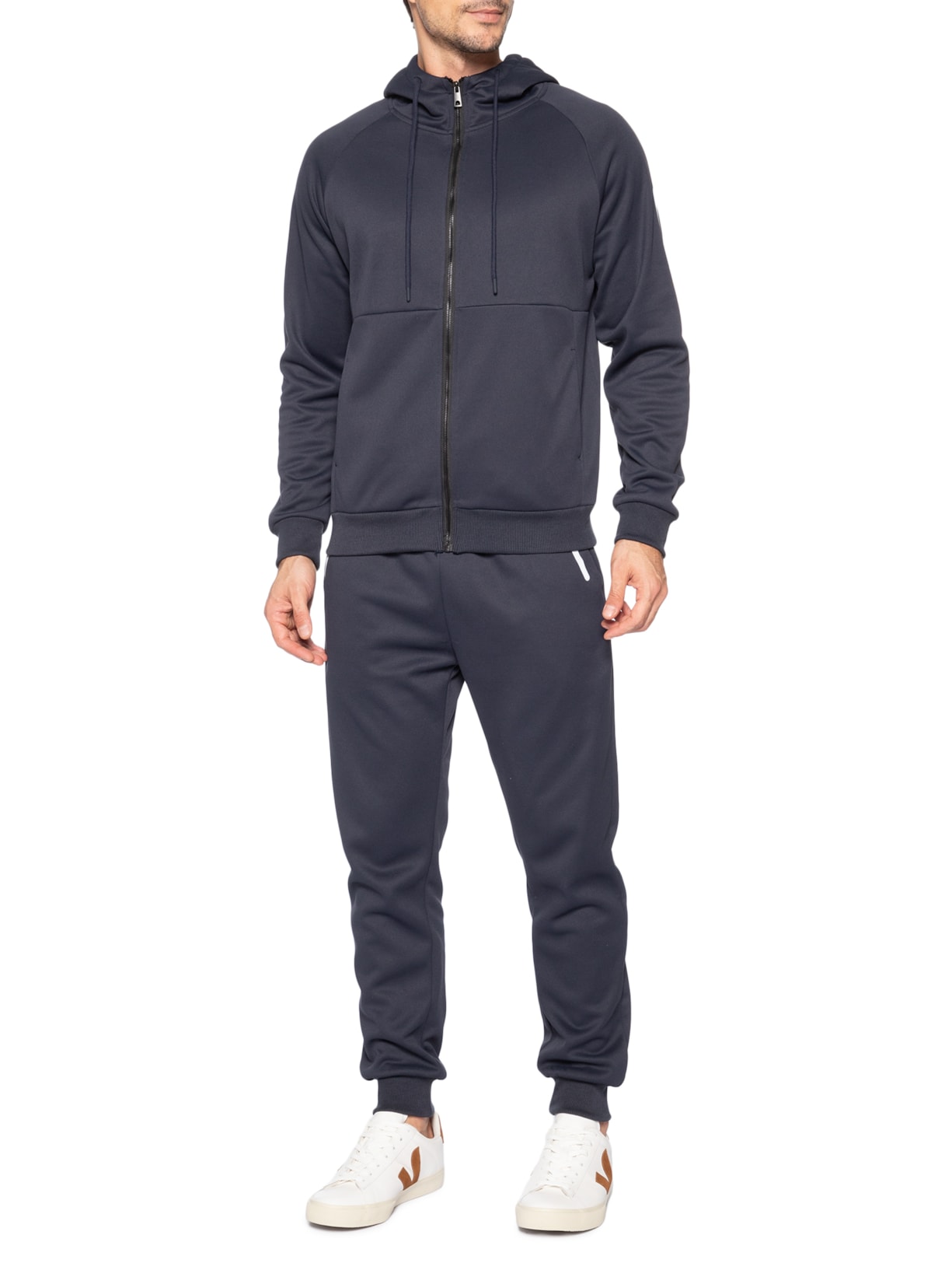 Conjunto Masculino Em Moletom Básico Azul Basiq Men