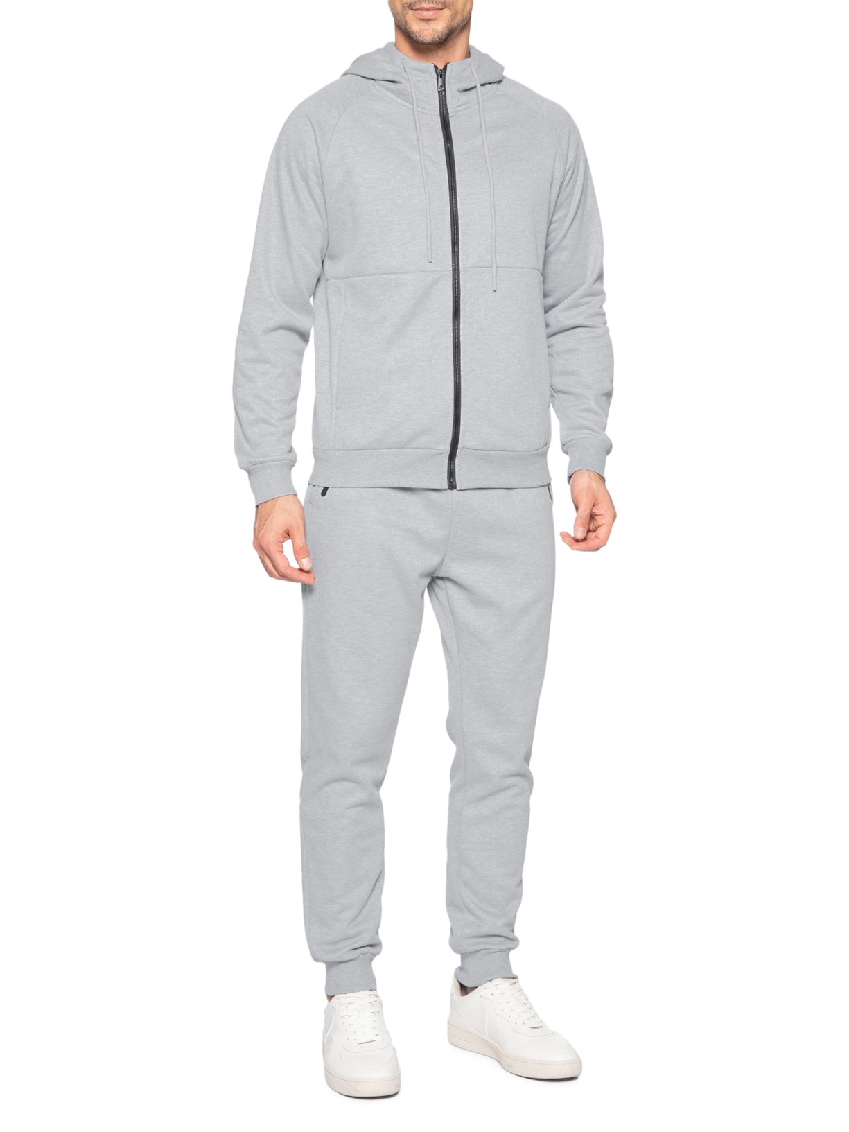Conjunto Masculino Em Moletom Básico Cinza Basiq Men