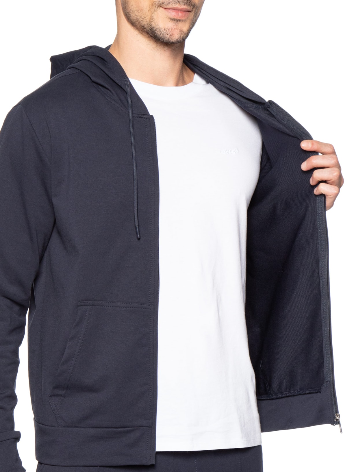 Conjunto Masculino Moletom Com Gorro Básico Azul Basiq Men