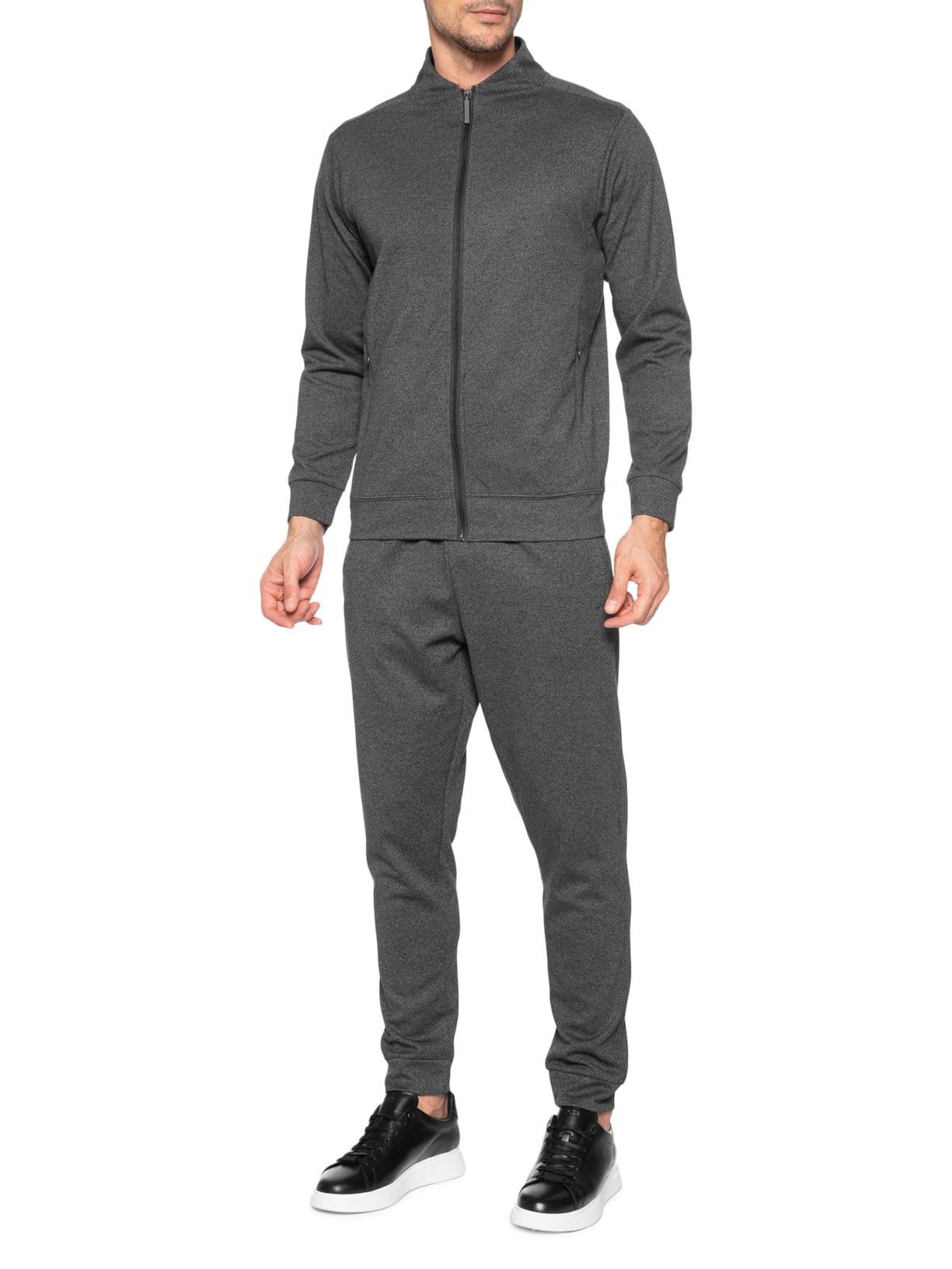 Conjunto Masculino Moletom Zíper Sem Gorro Preto '2 Essential