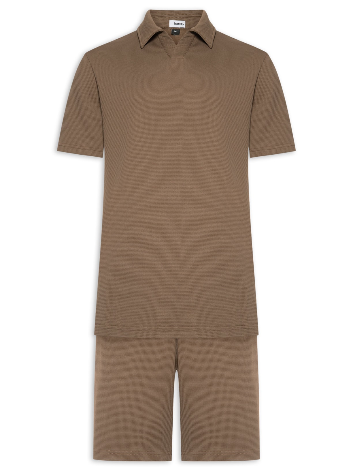 Conjunto Masculino Polo E Bermuda Marrom Basiq Men