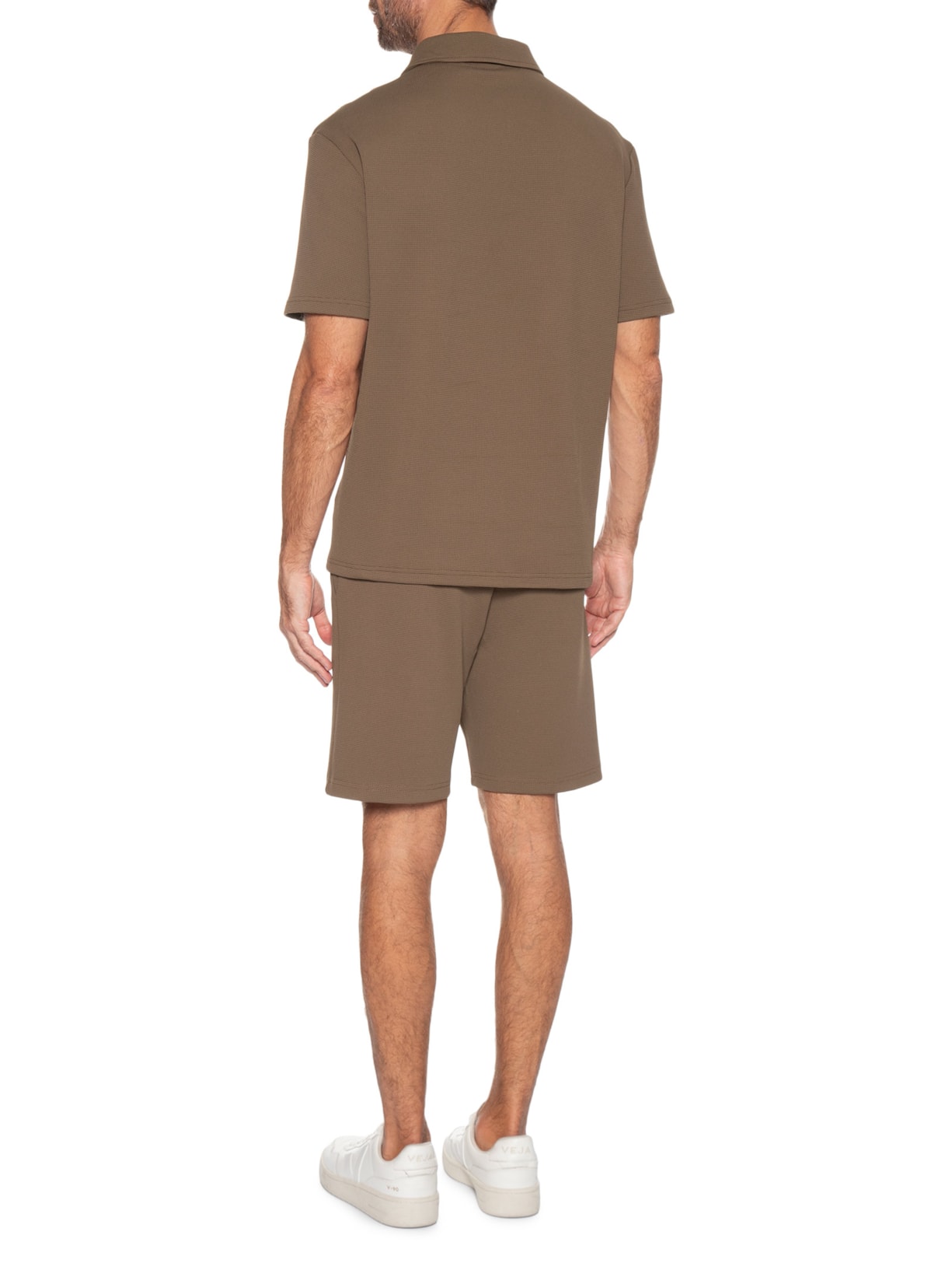 Conjunto Masculino Polo E Bermuda Marrom Basiq Men