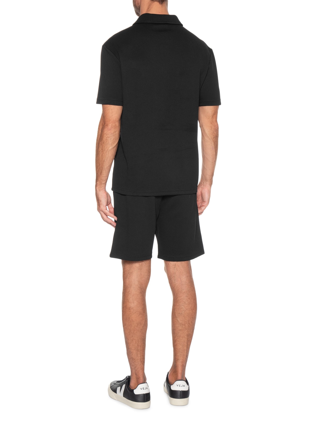 Conjunto Masculino Polo E Bermuda Preto Basiq Men