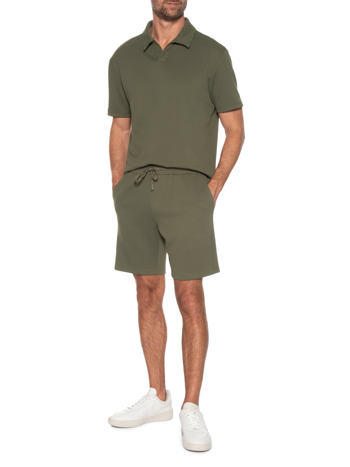 Conjunto Masculino Polo E Bermuda Verde Basiq Men