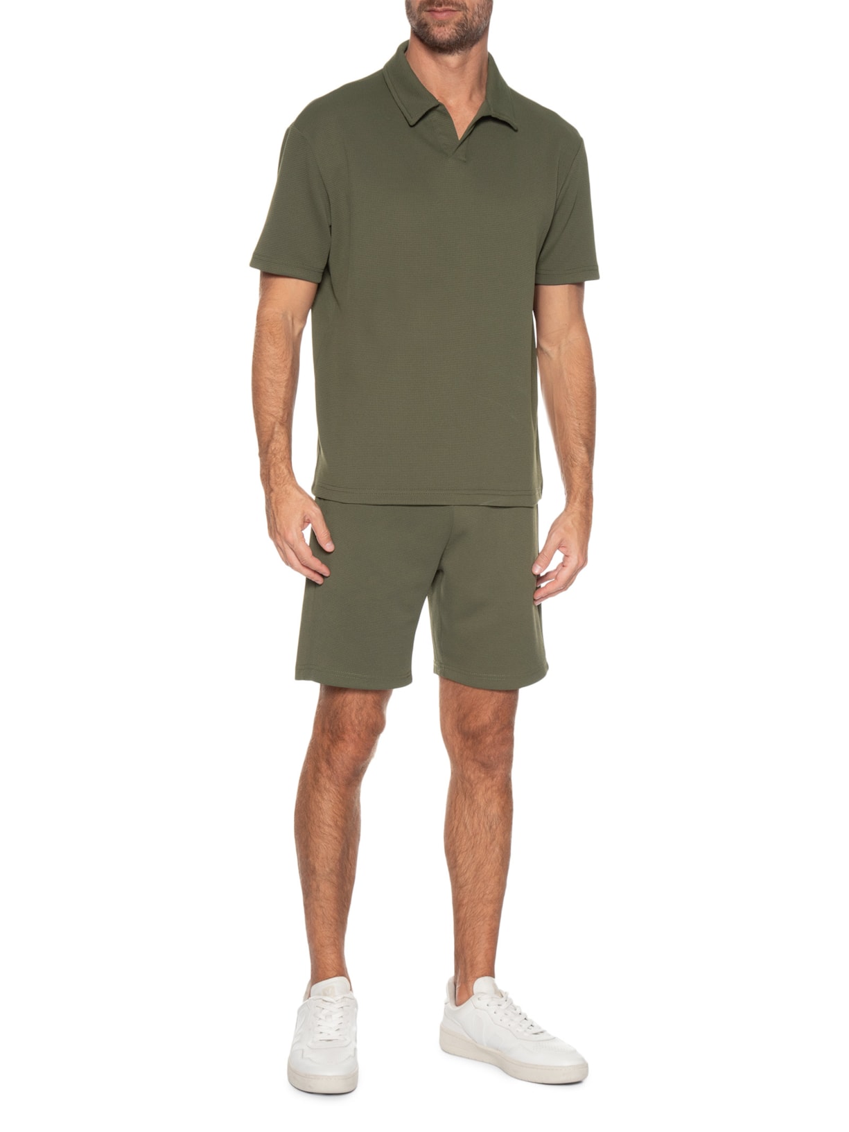 Conjunto Masculino Polo E Bermuda Verde Basiq Men