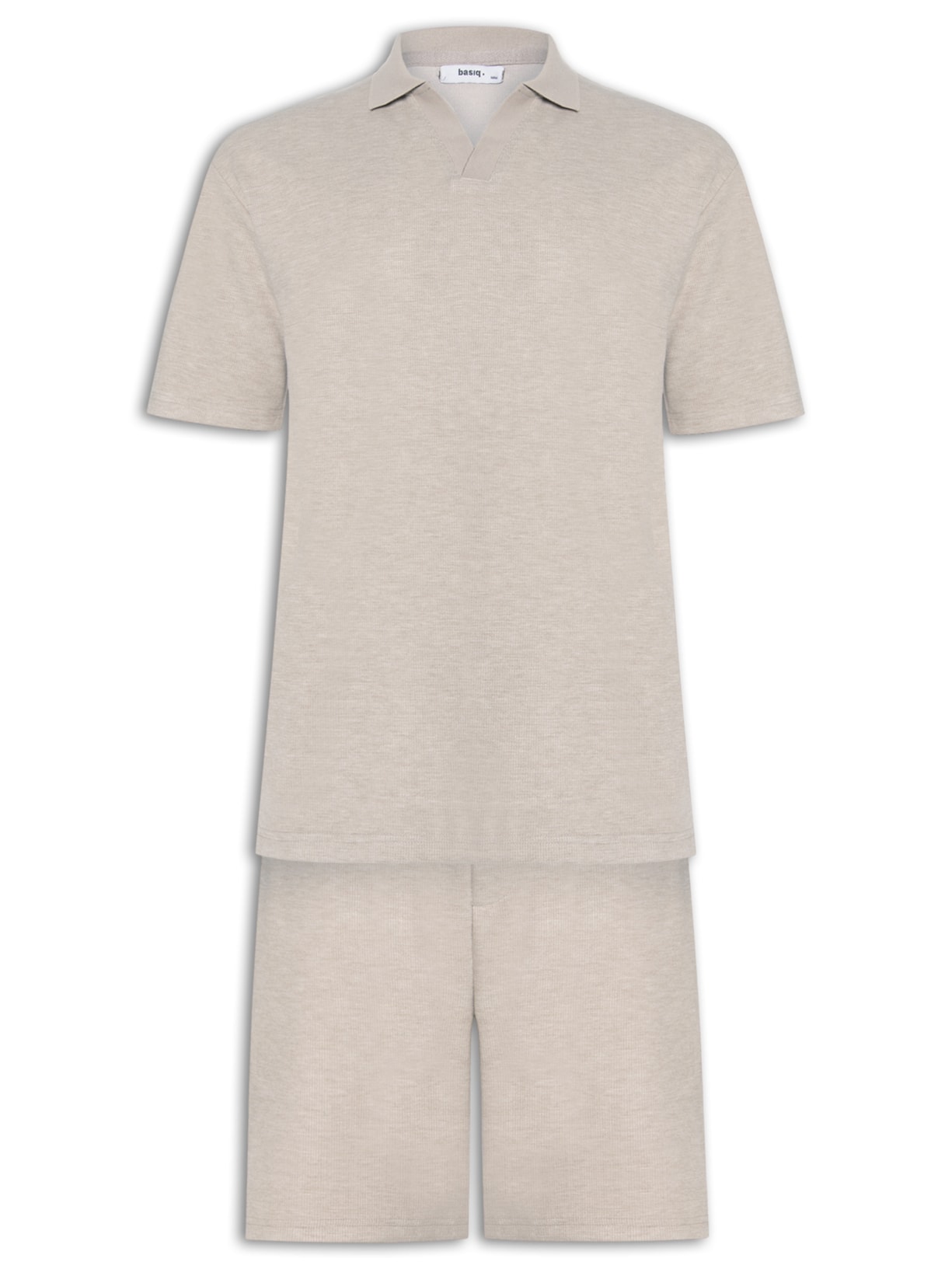Conjunto Masculino Polo E Short Tricot Cinza Basiq Men