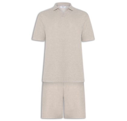 Conjunto Masculino Polo E Short Tricot - Cinza