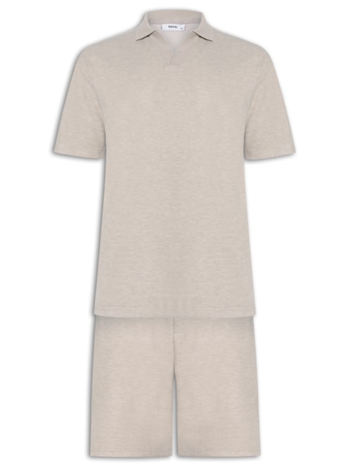 Conjunto Masculino Polo E Short Tricot - Cinza