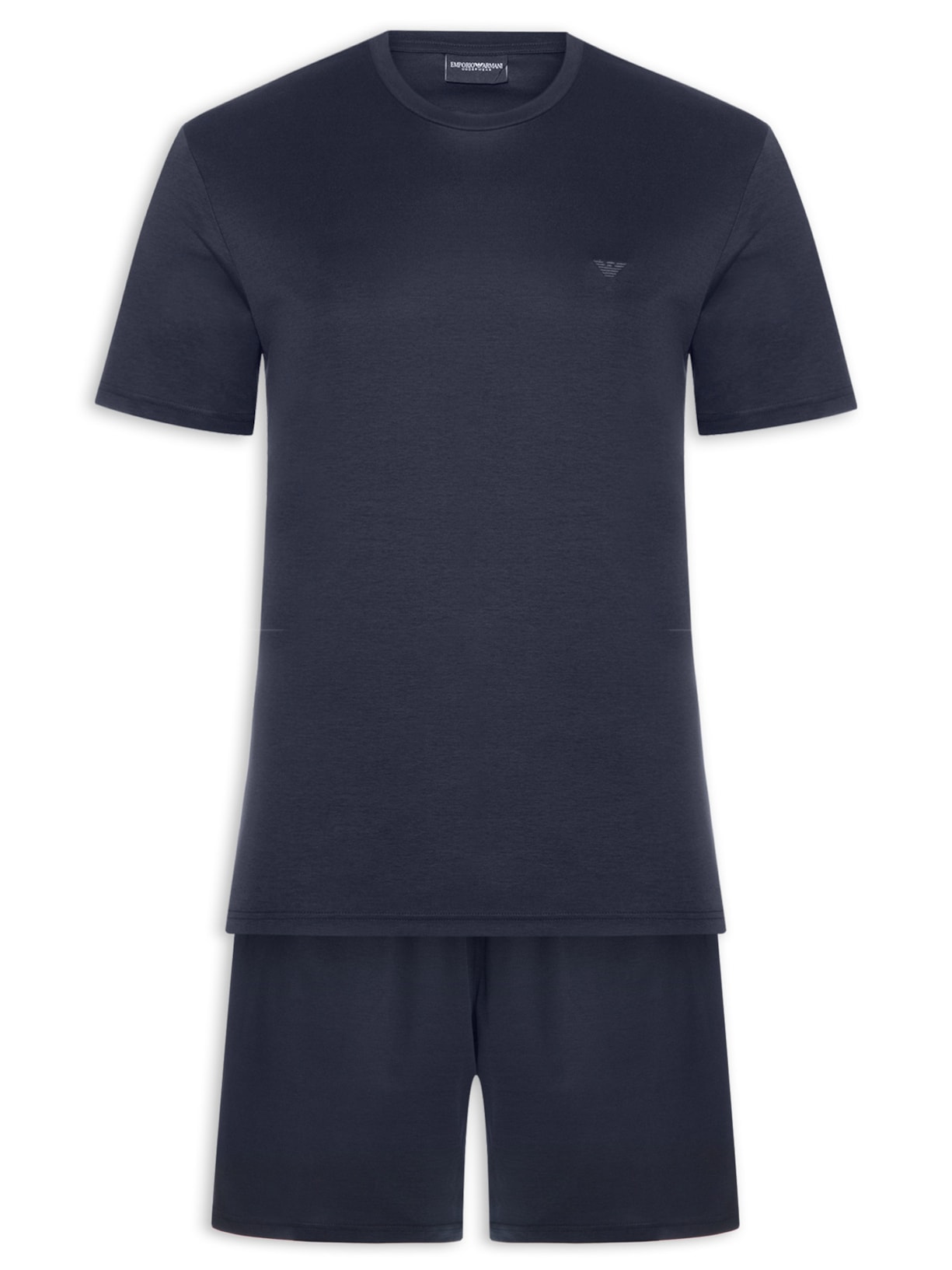 Conjunto Masculino Sleepwear Malha Curto Azul Emporio Armani Bodywear