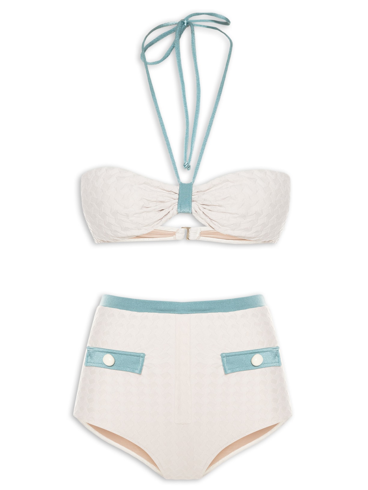Conjunto Top E Hot Pant Detalhes Botões - Off White