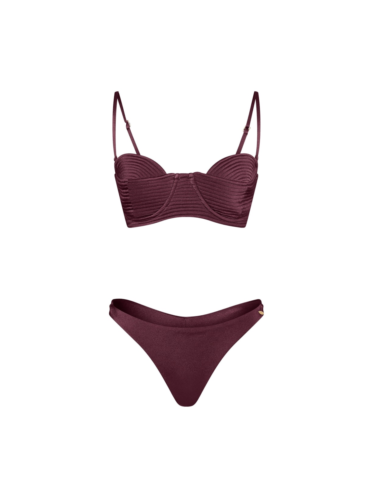 Conjunto Top Em Matelassê E Calcinha Mia Orla Cabernet - Vermelho