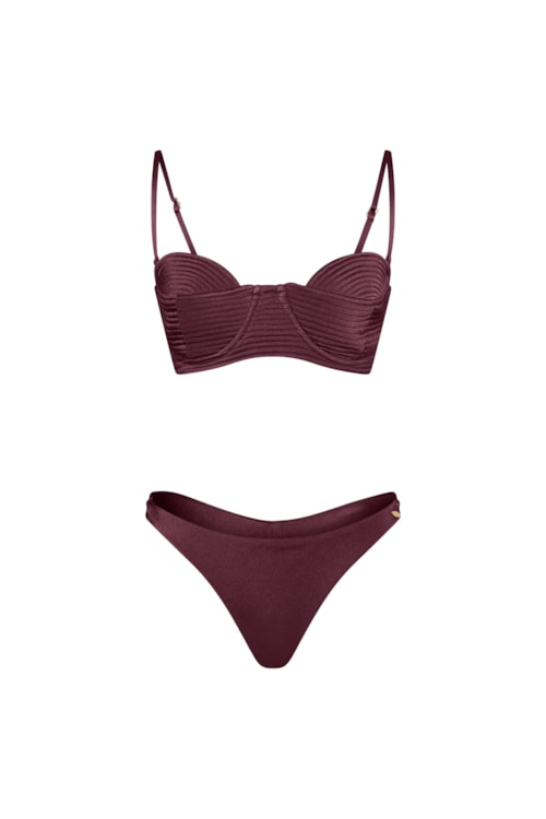 Conjunto Top Em Matelassê E Calcinha Mia Orla Cabernet - Vermelho