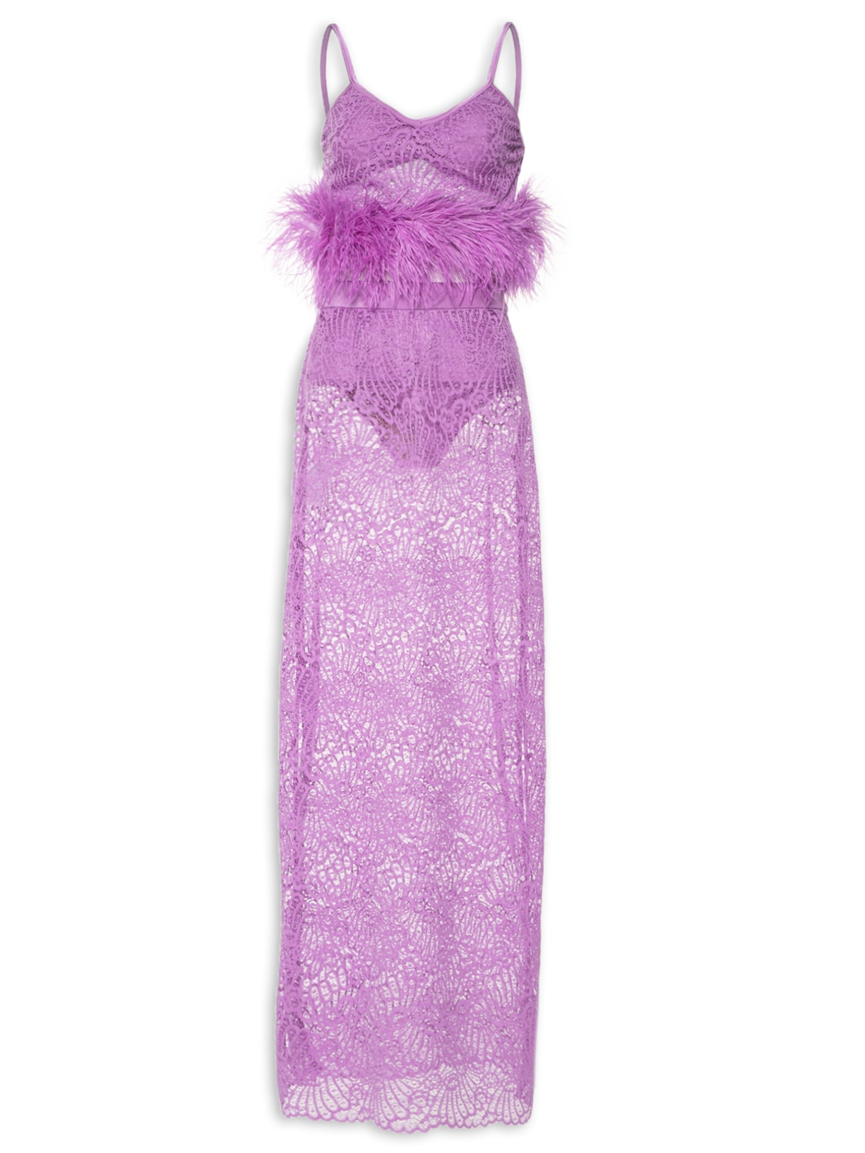 Conjunto Top Saia Pluma Renda - Lilás
