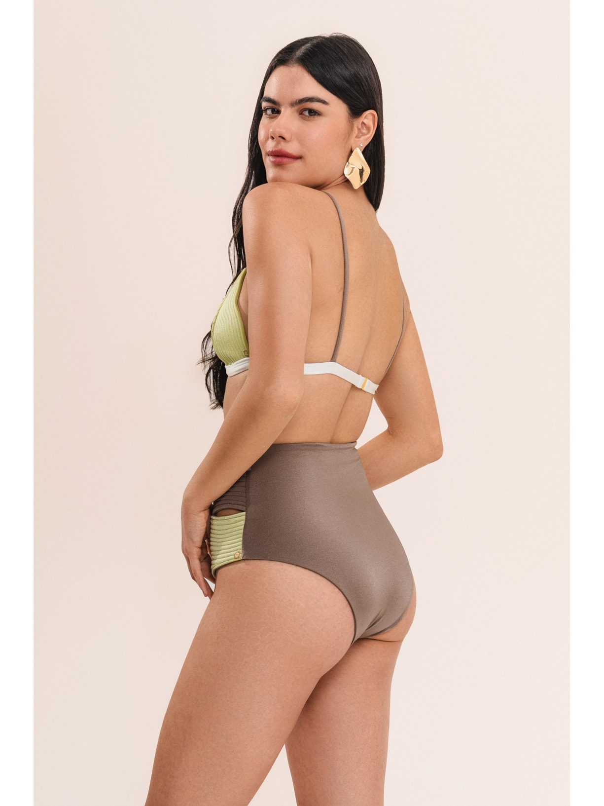 Conjunto Top Triângulo E Calcinha Hot Pant Maat Pistache Suntime