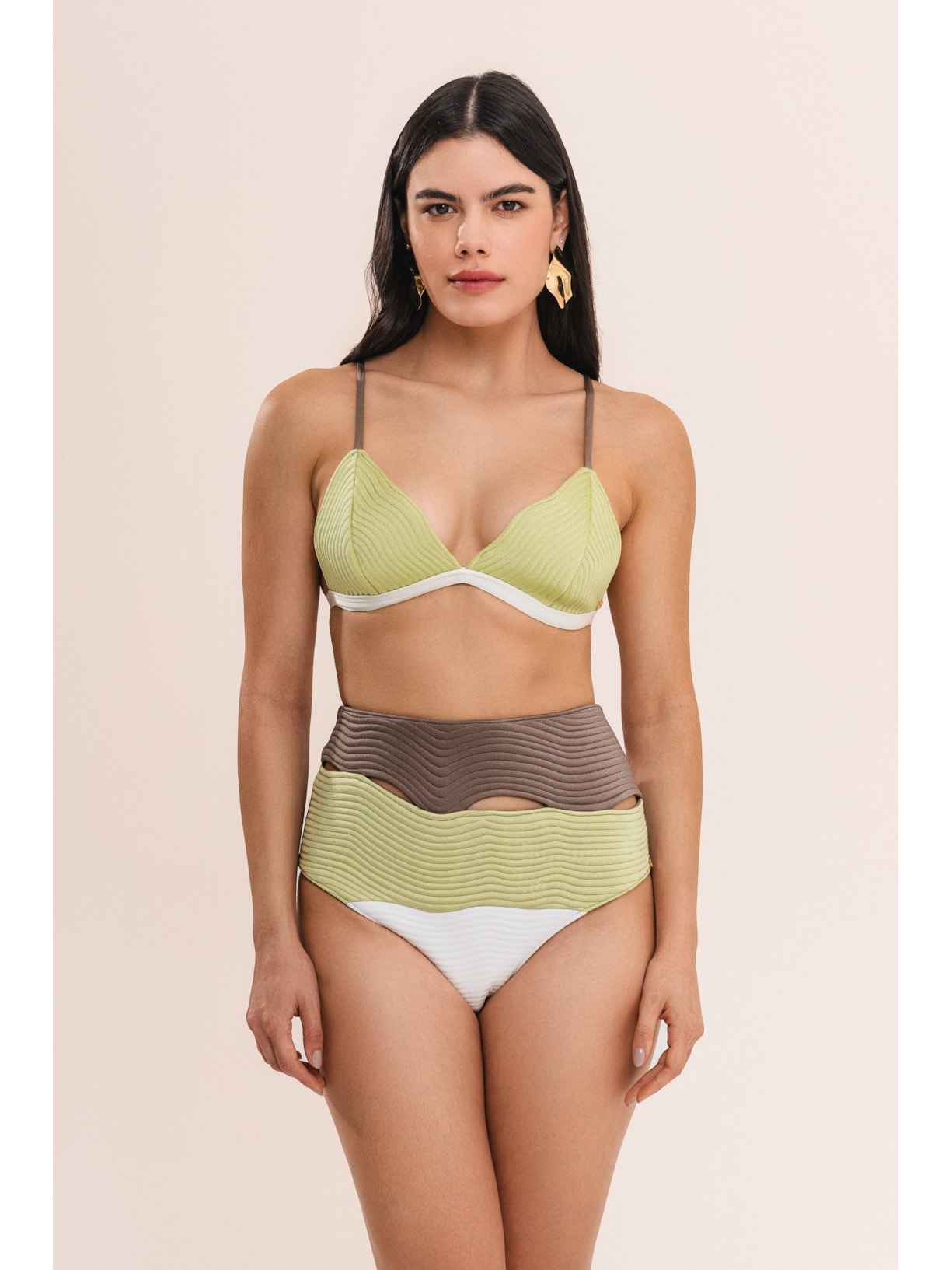 Conjunto Top Triângulo E Calcinha Hot Pant Maat Pistache Suntime