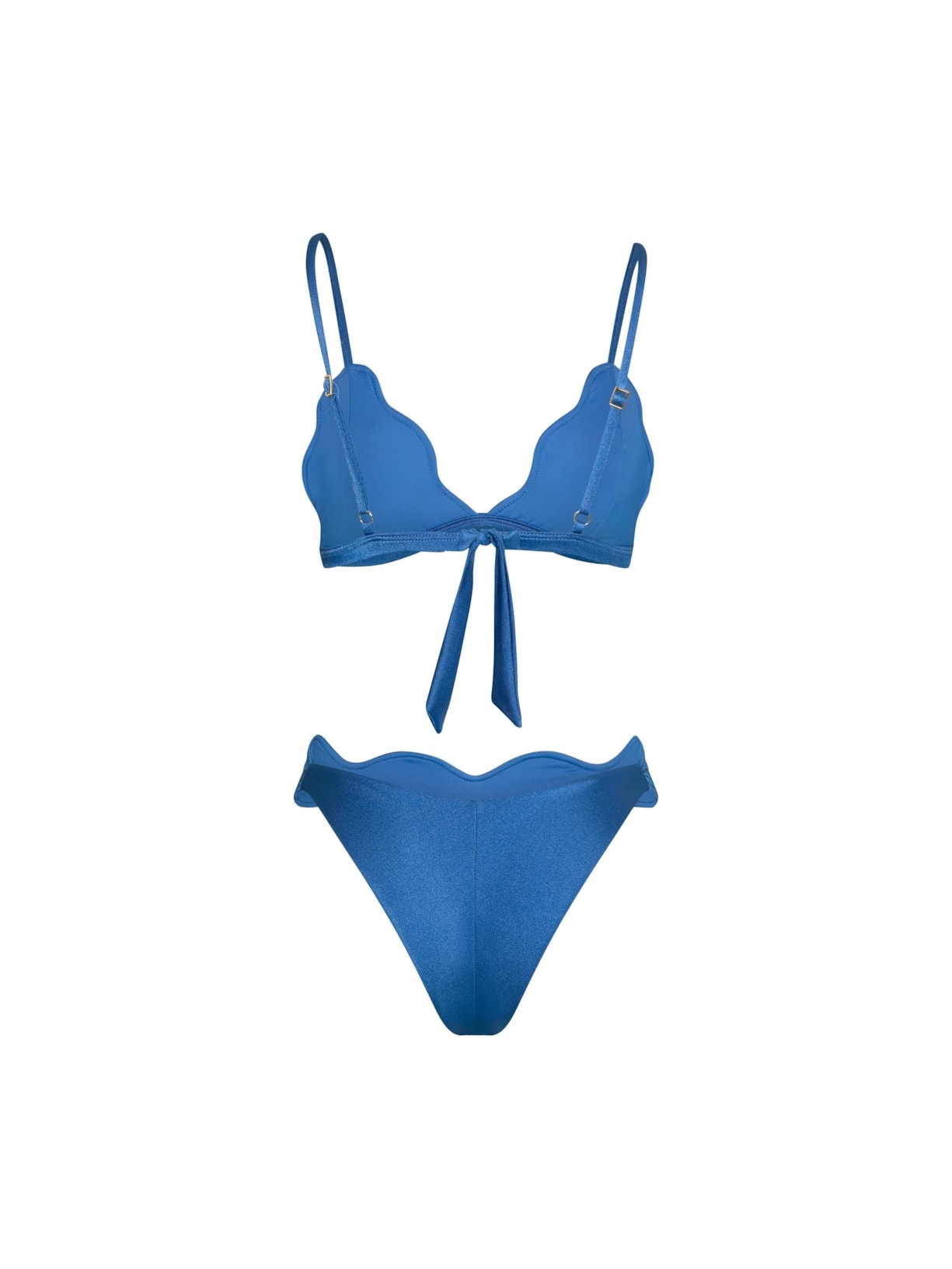Conjunto Top Triângulo E Calcinha Midi Em Matelassê Orla Azul Suntime