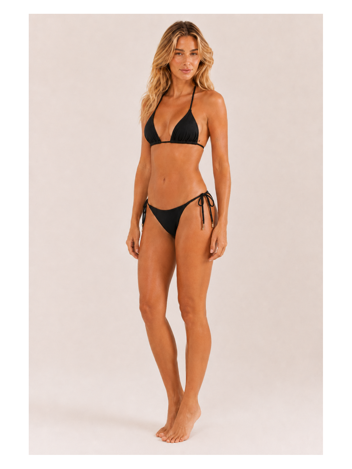 Conjunto Top Triângulo e Calcinha String Sophia Basic Preto Suntime