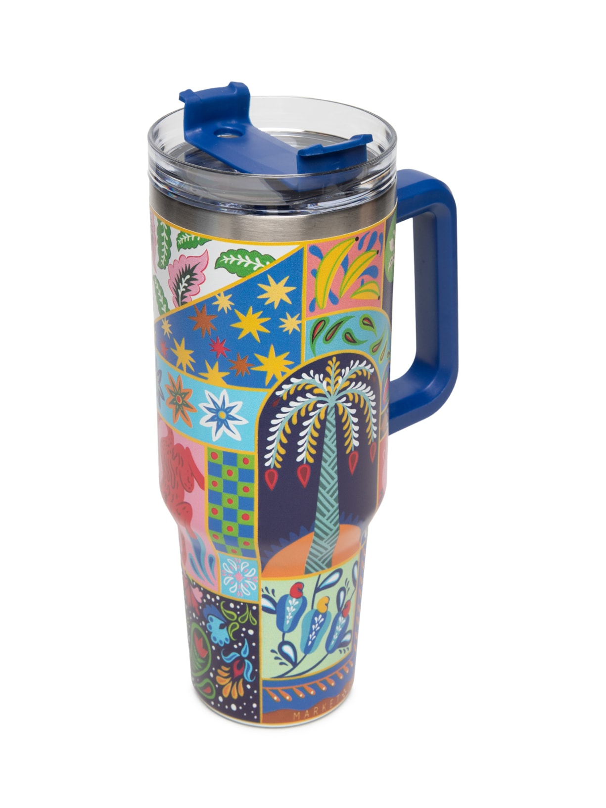 Copo Feminino Térmico Estampa Tropical 1200ml Azul Market 33