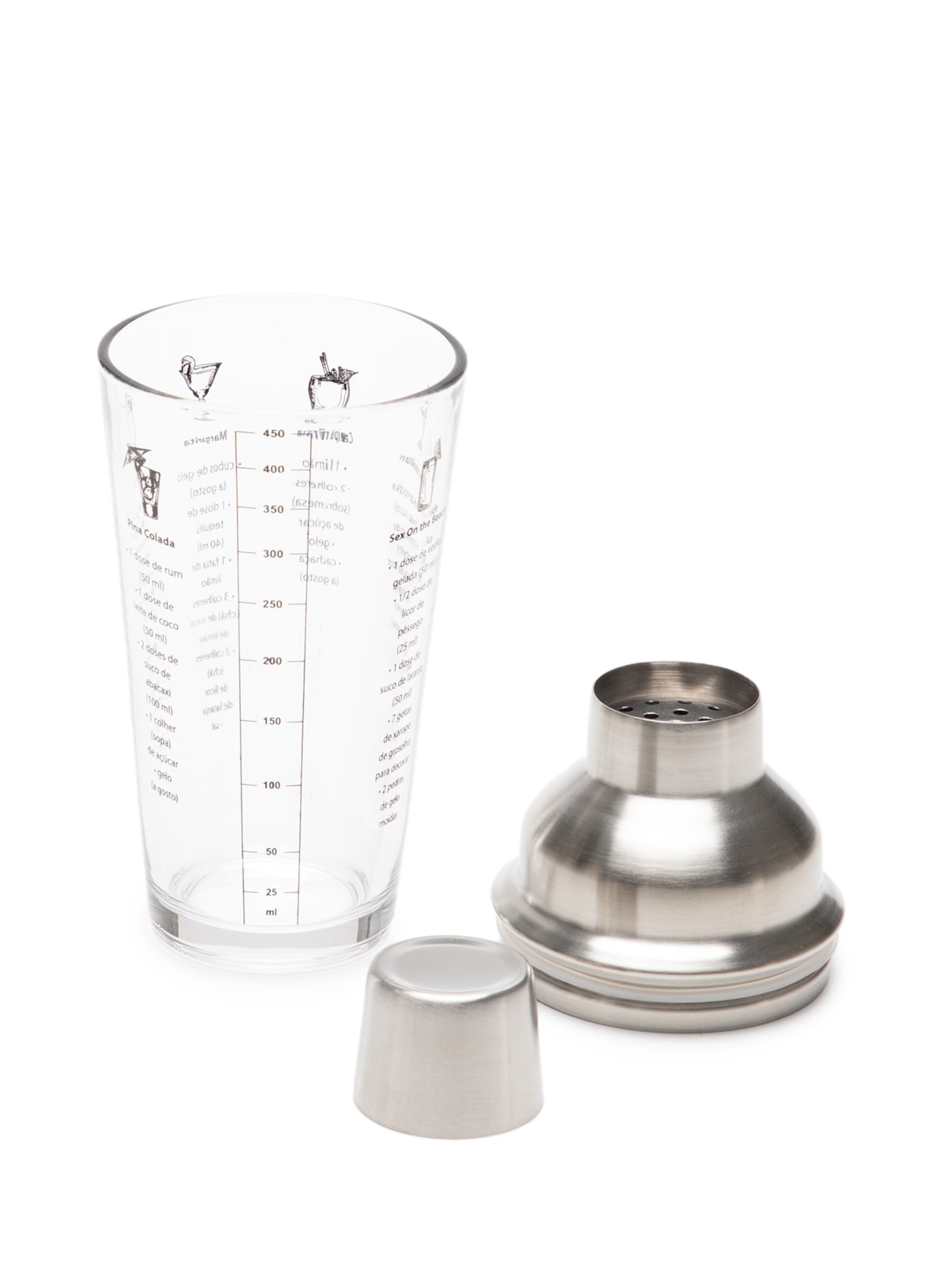 Coqueteleira Open Bar Em Vidro E Aço Inox Com Tampa - Prata