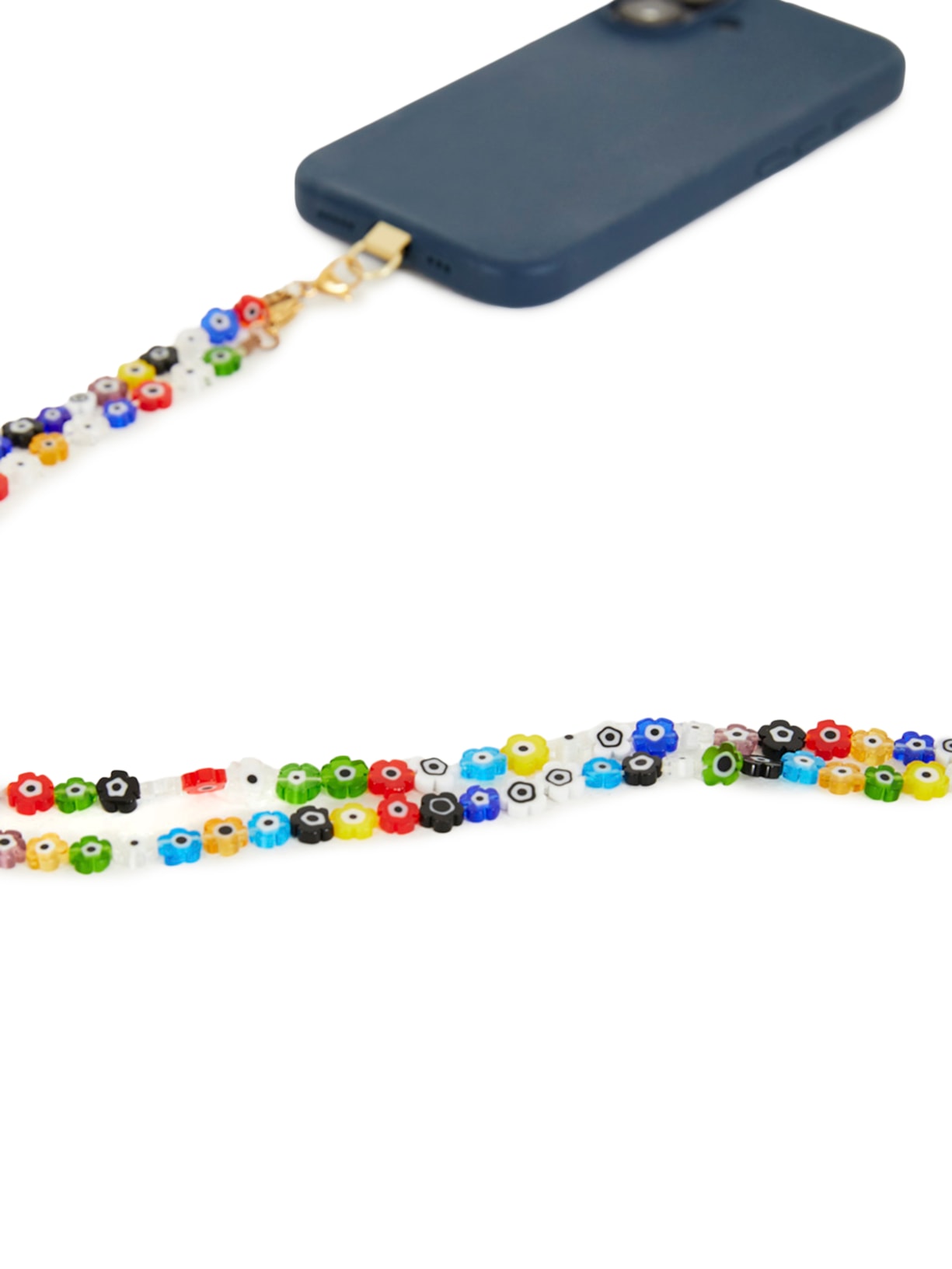 Corda De Celular Miçanga Flor Olho Grego Azul Farm Etc