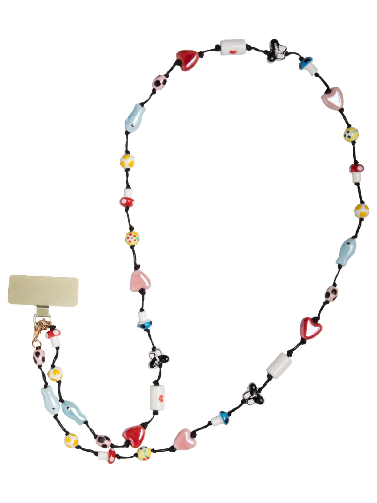 Corda De Celular Miçanga Ícones Multi Preto Farm Etc